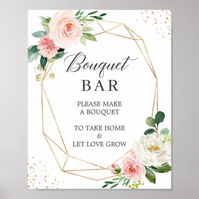 Affiche Pancarte de bar à fleurs de douche nuptiale Fleurs (Devant)