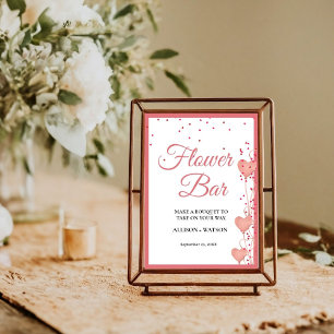 Affiche Pancarte de bar à fleurs rose cœur Saint-Valentin