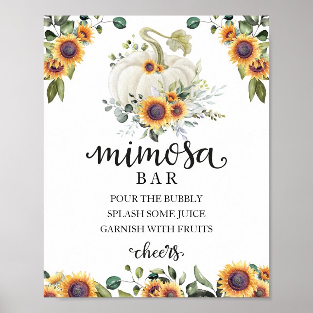 Affiche Pancarte de bar à Mimosa avec feuillage pour Baby  (Devant)