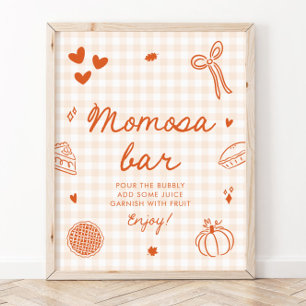 Affiche Pancarte de bar à Mimosa Cutie Pie à carreaux oran