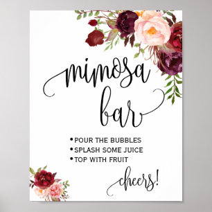 Affiche Pancarte de bar à Mimosa mariage de la mariée show