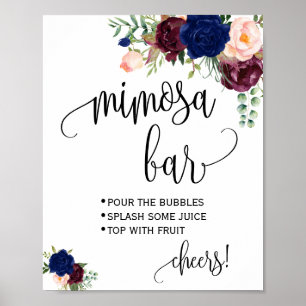 Affiche Pancarte de bar à Mimosa mariage de mariage naval 