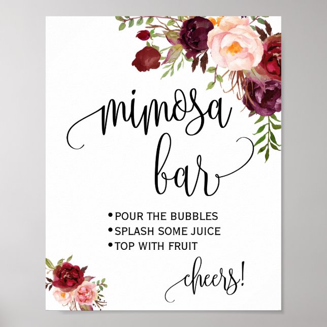 Affiche Pancarte de bar à Mimosa mariage de mariage shower (Devant)