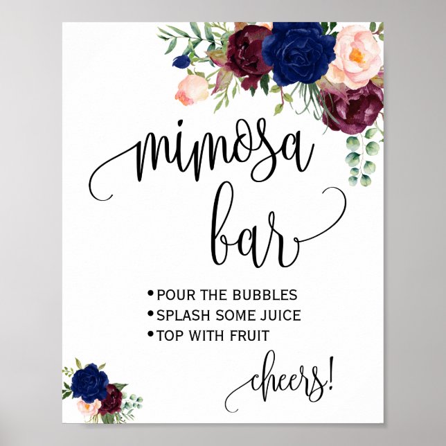Affiche Pancarte de bar à Mimosa mariage de noces fiançail (Devant)