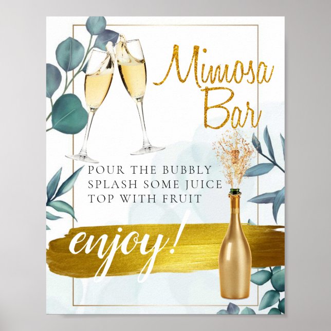 Affiche Pancarte de bar à Mimosa pour brunch de mariage av (Devant)