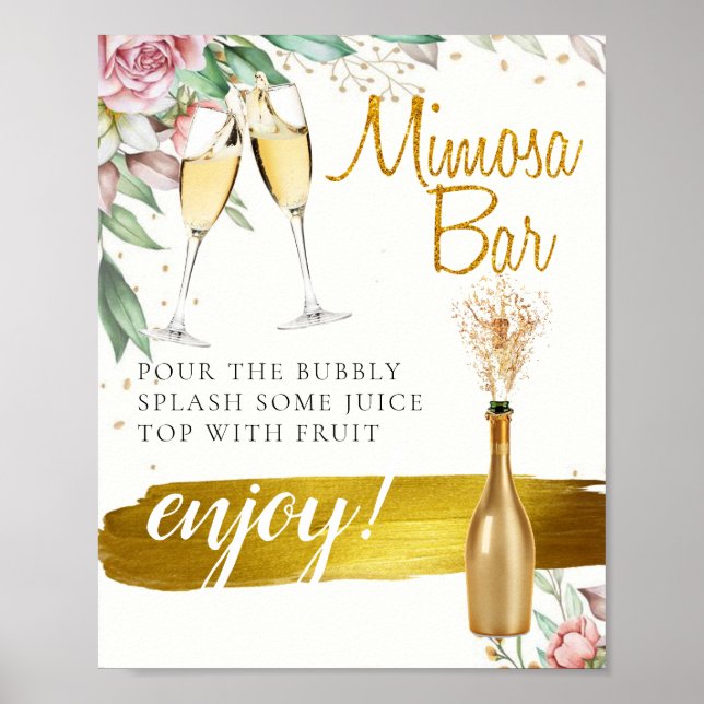 Affiche Pancarte de bar à Mimosa pour brunch de mariage Fo (Devant)
