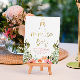 Affiche Pancarte de bar à Mimosa pour mariage avec cœur de