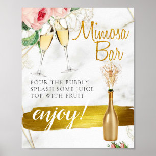 Affiche Pancarte de bar à Mimosa pour mariage avec feuilla