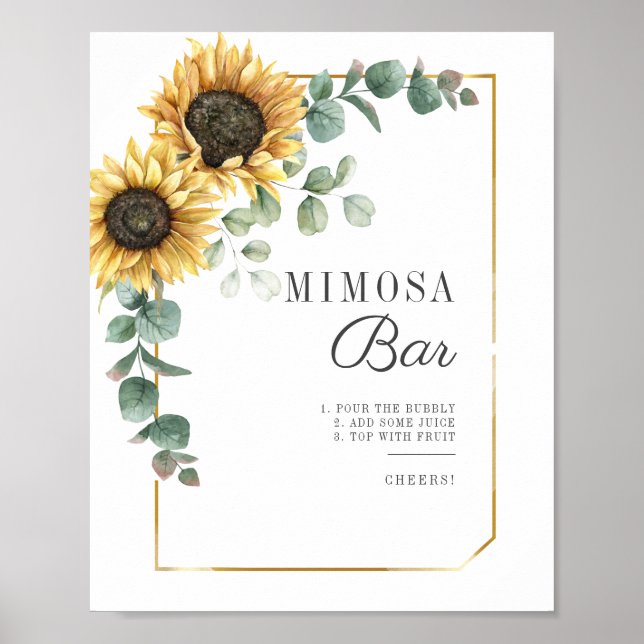 Affiche Pancarte de bar à Mimosa pour mariage champêtre av (Devant)