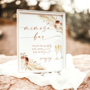 Affiche Pancarte de bar à Mimosa pour une baby shower bohè