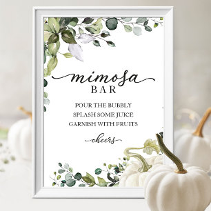 Affiche Pancarte de bar à mimosas avec verdure pour Baby S