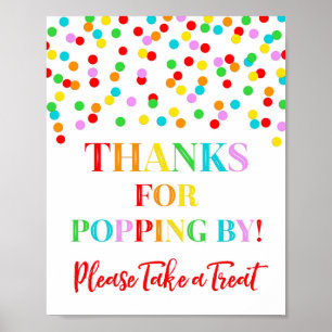 Affiche Pancarte de bar à popcorn Confettis Arc-en-ciel