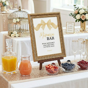 Affiche Pancarte de bar Mimosa à arc en or pour la fête de