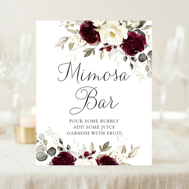 Affiche Pancarte de bar Mimosa de mariage à la verdure de  (Créateur téléchargé)