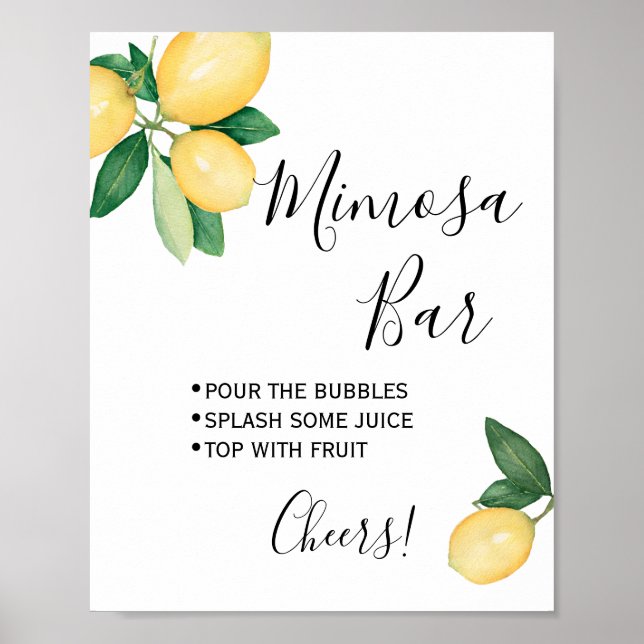 Affiche Pancarte de bar Mimosa Mariage Lemons (Devant)