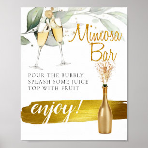 Affiche Pancarte de bar Mimosa pour brunch de mariage Euca