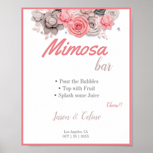 Affiche Pancarte de bar Mimosa pour mariage (Devant)