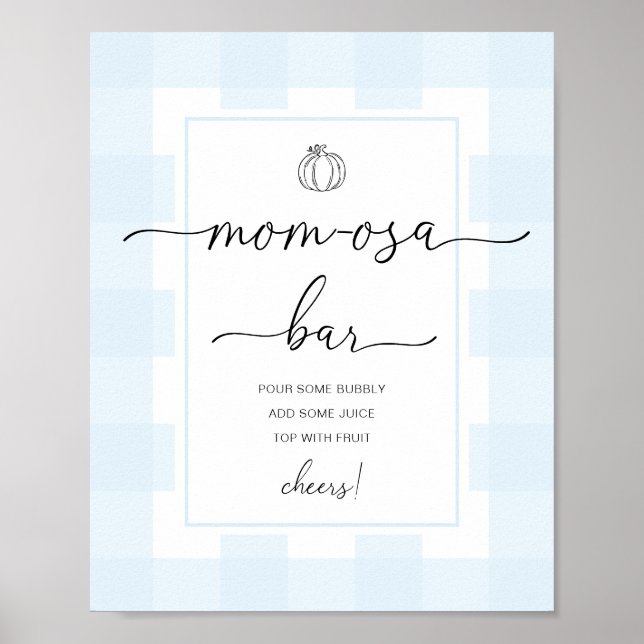 Affiche Pancarte de bar Mom-osa pour baby shower avec moti (Devant)