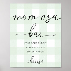 Affiche Pancarte de bar Mom-osa pour baby shower vert ment