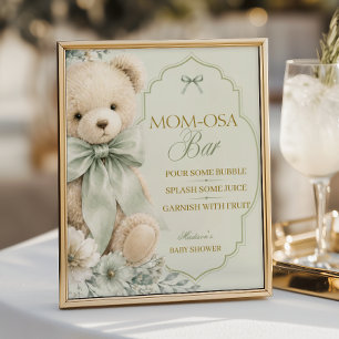 Affiche Pancarte de bar Momosa Ourson Vert Sauge