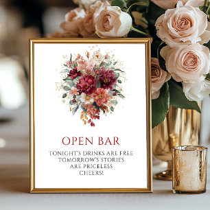 Affiche Pancarte de bar ouvert automnal au eucalyptus raff