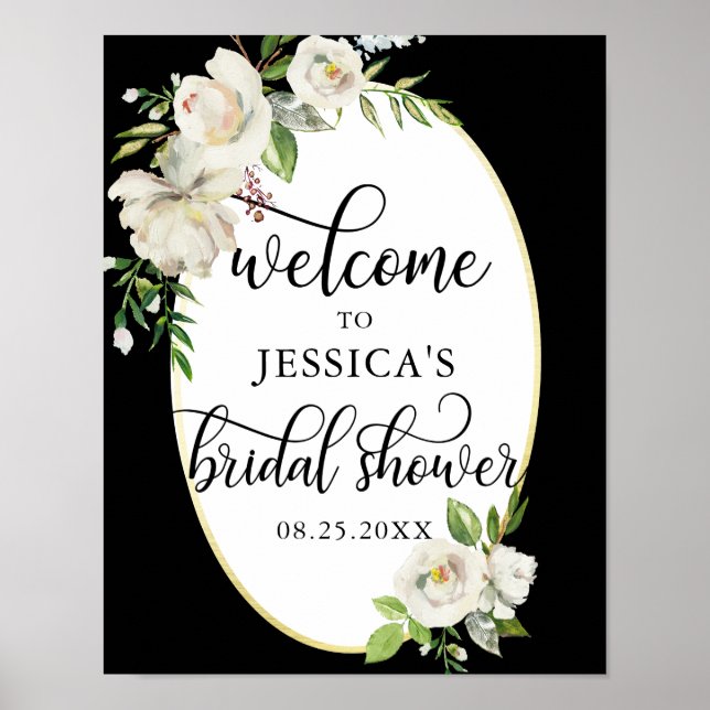 Affiche Pancarte de BIENVENUE à une fête de mariage Floral (Devant)