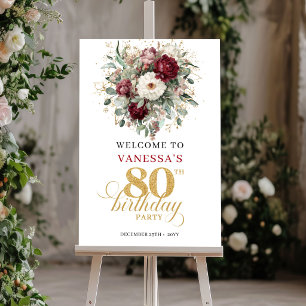 Affiche Pancarte de bienvenue Boho Bourgogne Eucalyptus 80