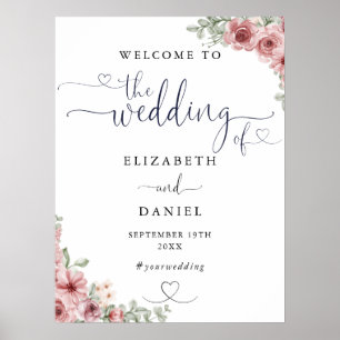 Affiche Pancarte de bienvenue de mariage à motif de cœur f