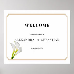 Affiche Pancarte de bienvenue de mariage au lys calla de v