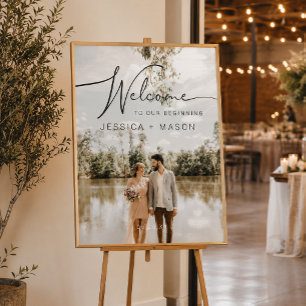 Affiche Pancarte de bienvenue de mariage avec photo
