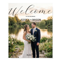 Pancarte de bienvenue de mariage avec photo