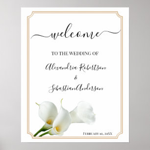 Affiche Pancarte de bienvenue de mariage avec verdure de l