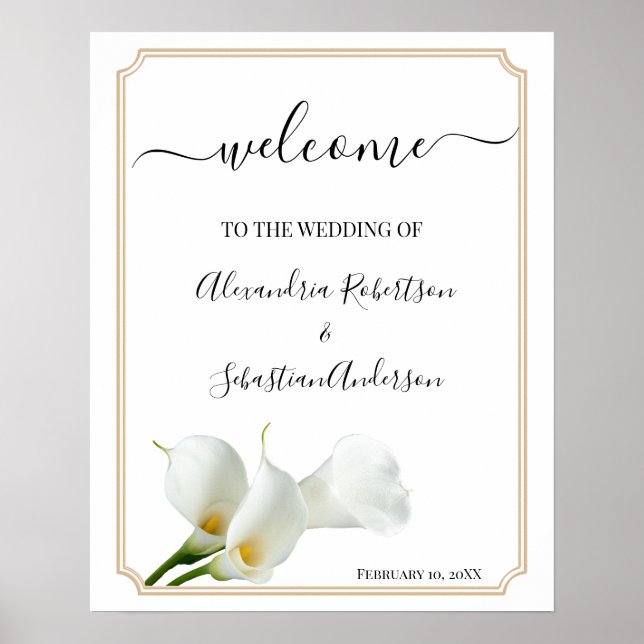 Affiche Pancarte de bienvenue de mariage avec verdure de l (Devant)