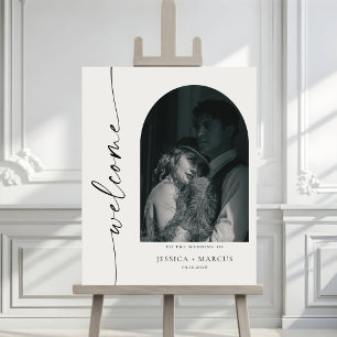 Affiche Pancarte de bienvenue de mariage chic minimaliste 