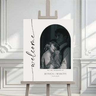 Affiche Pancarte de bienvenue de mariage chic minimaliste