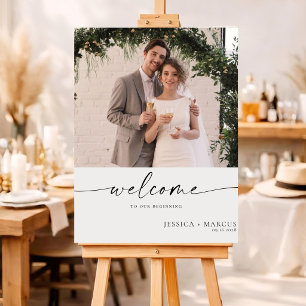 Affiche Pancarte de bienvenue de mariage chic minimaliste