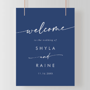 Affiche Pancarte de bienvenue de mariage DIY bleu royal bo