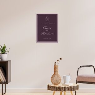 Affiche Pancarte de bienvenue de mariage Plum Old Money