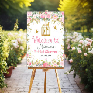 Affiche Pancarte de bienvenue Floral Birdcage *Pancarte de