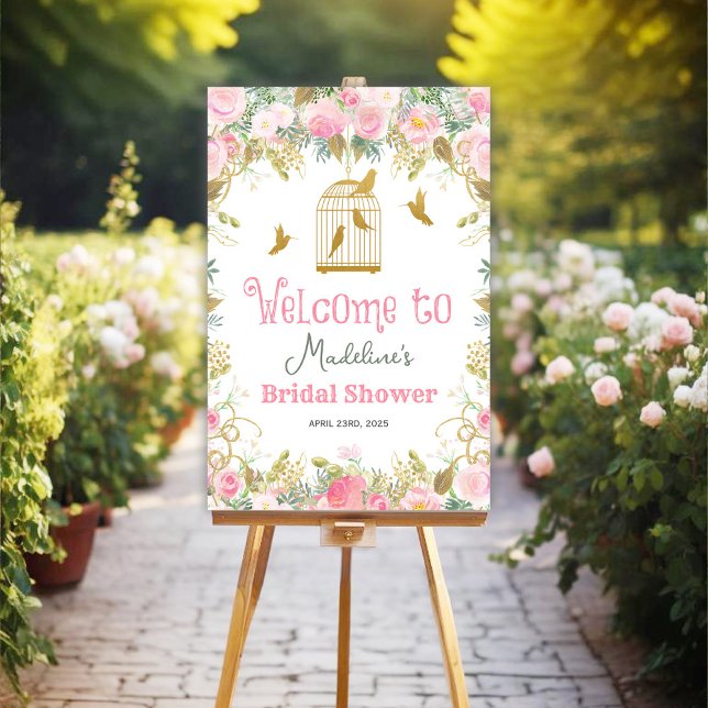 Affiche Pancarte de bienvenue Floral Birdcage *Pancarte de (Créateur téléchargé)