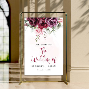 Affiche Pancarte de bienvenue Florale Merlot Bourgogne Aut