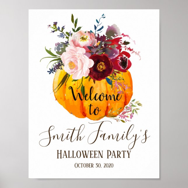 Affiche Pancarte de bienvenue Halloween, citrouille (Devant)