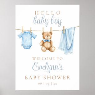 Affiche Pancarte de bienvenue pour Baby Shower Baby Boy Cl