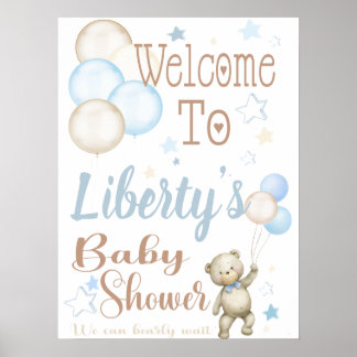 Affiche Pancarte de bienvenue pour Baby Shower Teddy Bear