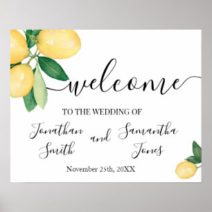Affiche Pancarte de bienvenue pour le mariage aux citrons 