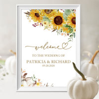 Pancarte de bienvenue pour mariage automnal au tou