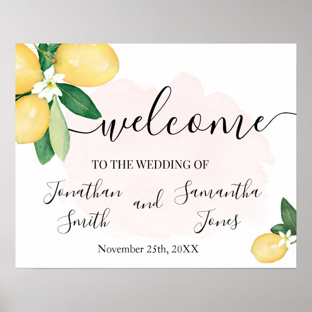 Affiche Pancarte de bienvenue pour mariage aux citrons Fêt (Devant)