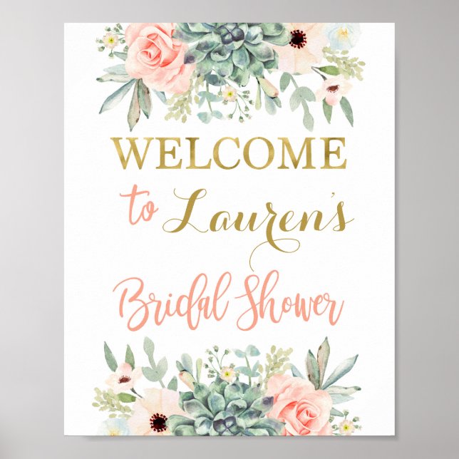 Affiche Pancarte de bienvenue pour mariage de succulentes (Devant)