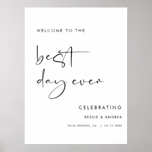 Affiche Pancarte de bienvenue pour mariage Meilleur Jour d