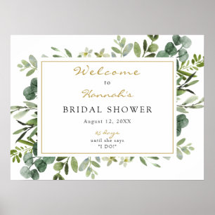 Affiche Pancarte de bienvenue pour une baby shower Eucalyp